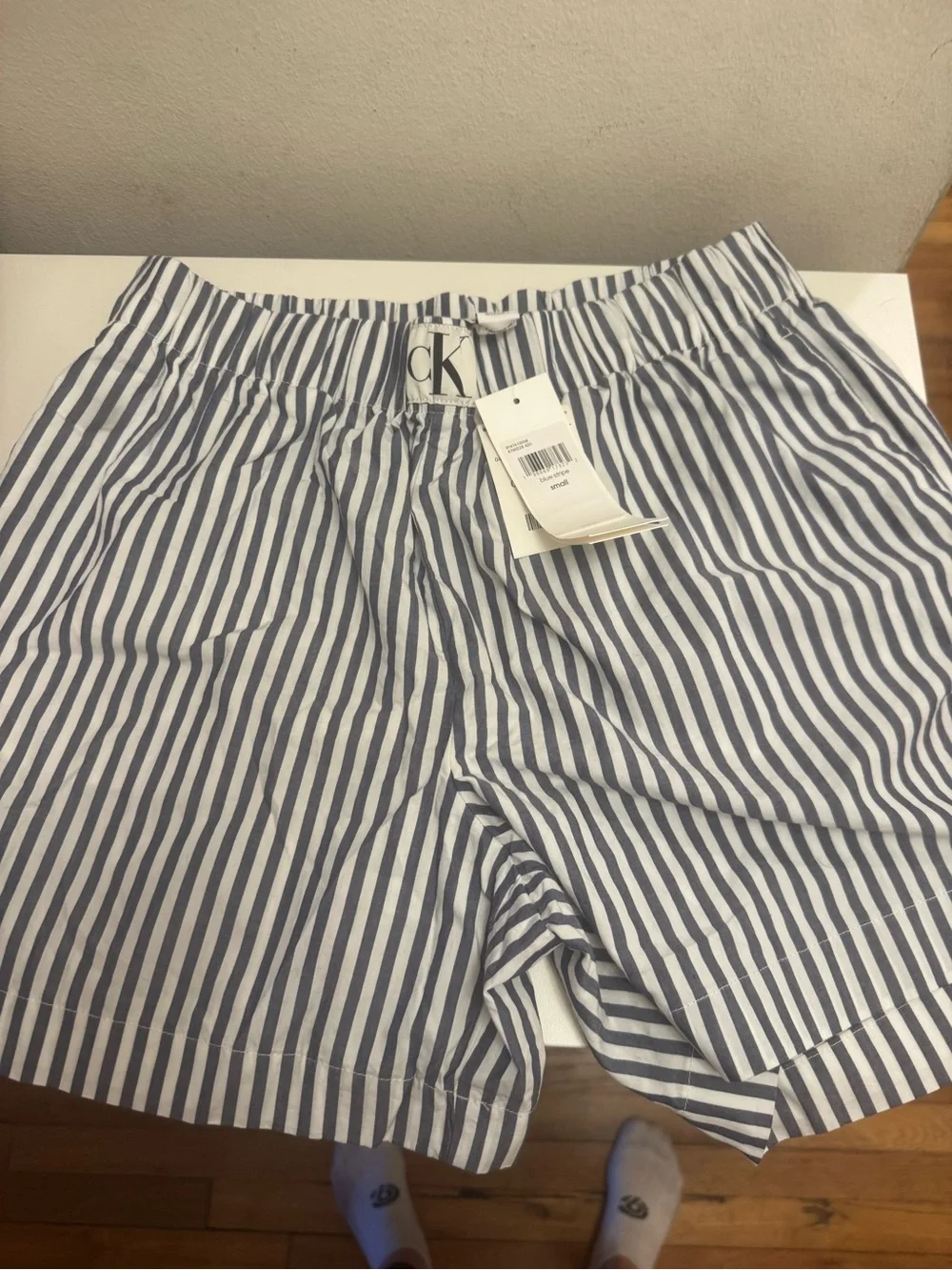 Calvin Klein Blue and White Striped Men’s Cotton Shorts
